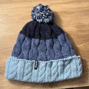 Patagonia Blue Knit Pom-Pom Beanie